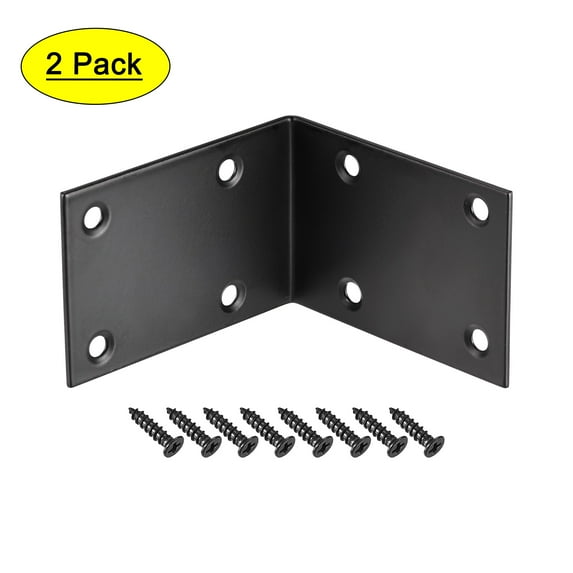 Uxcell L Shape 72x72x48mm Black Corner Brace Angle Bracket 2 Pack