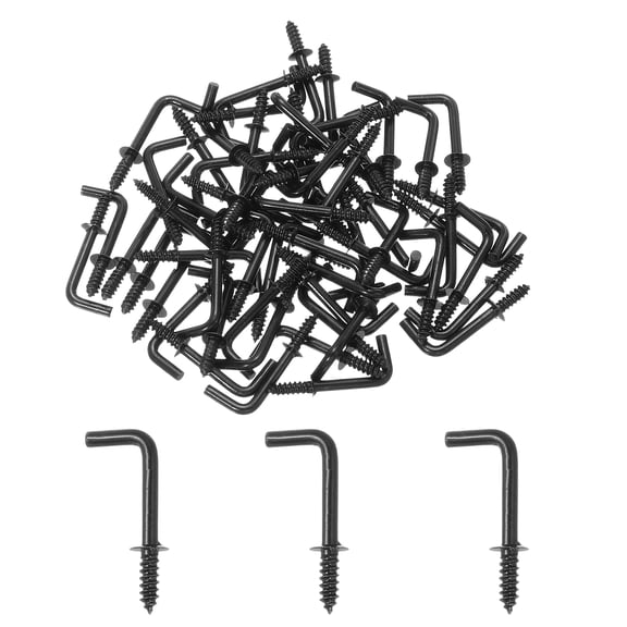Uxcell L-Shape Screw Hooks Carbon Steel 7 Shape Right Angle Medal Hooks Fit for Hanging Home Workplace Office 5/8 Inch