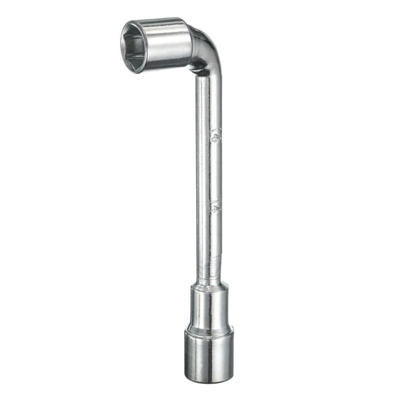 Uxcell L Shaped Angled Hex Socket Wrench 14mm 45# Steel Double Ended Metric 6 Point Tubular Socket Spanner for General Repairing