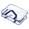 thumbnail image 1 of Uxcell L Size Clear Toiletry Bag Makeup Cosmetic Pouch with Zipper Handle, Blue, 1 of 6