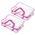 thumbnail image 1 of Uxcell L Size Clear Toiletry Bag Makeup Cosmetic Pouch with Zipper Handle, Rose Red 2 Pack, 1 of 6