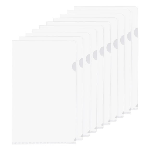 Uxcell L Type Folders 10 Pack A4 Plastic File Project Pockets Clear Paper Document Jacket Sleeves Clear