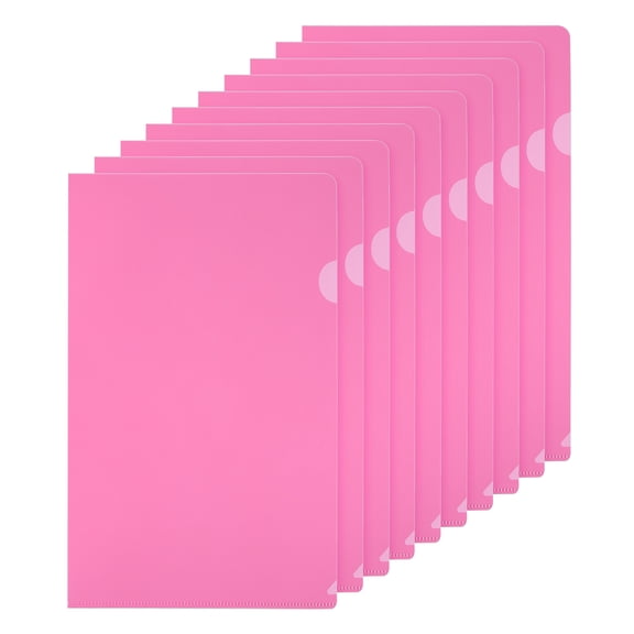 Uxcell L Type Folders 10 Pack A4 Plastic File Project Pockets Clear Paper Document Jacket Sleeves Pink