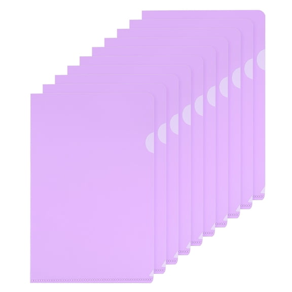 Uxcell L Type Folders 10 Pack A5 Plastic File Project Pockets Clear Paper Document Jacket Sleeves Purple
