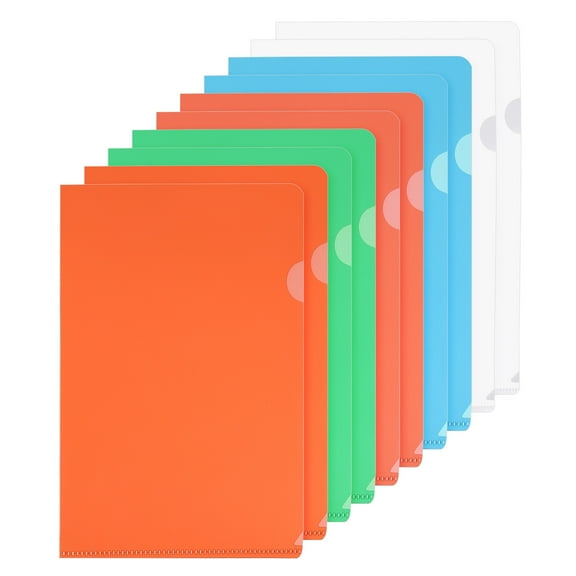Uxcell L Type Folders 10 Pack A5 Plastic File Project Pockets Clear Paper Document Jacket Sleeves Sky 5 Colors