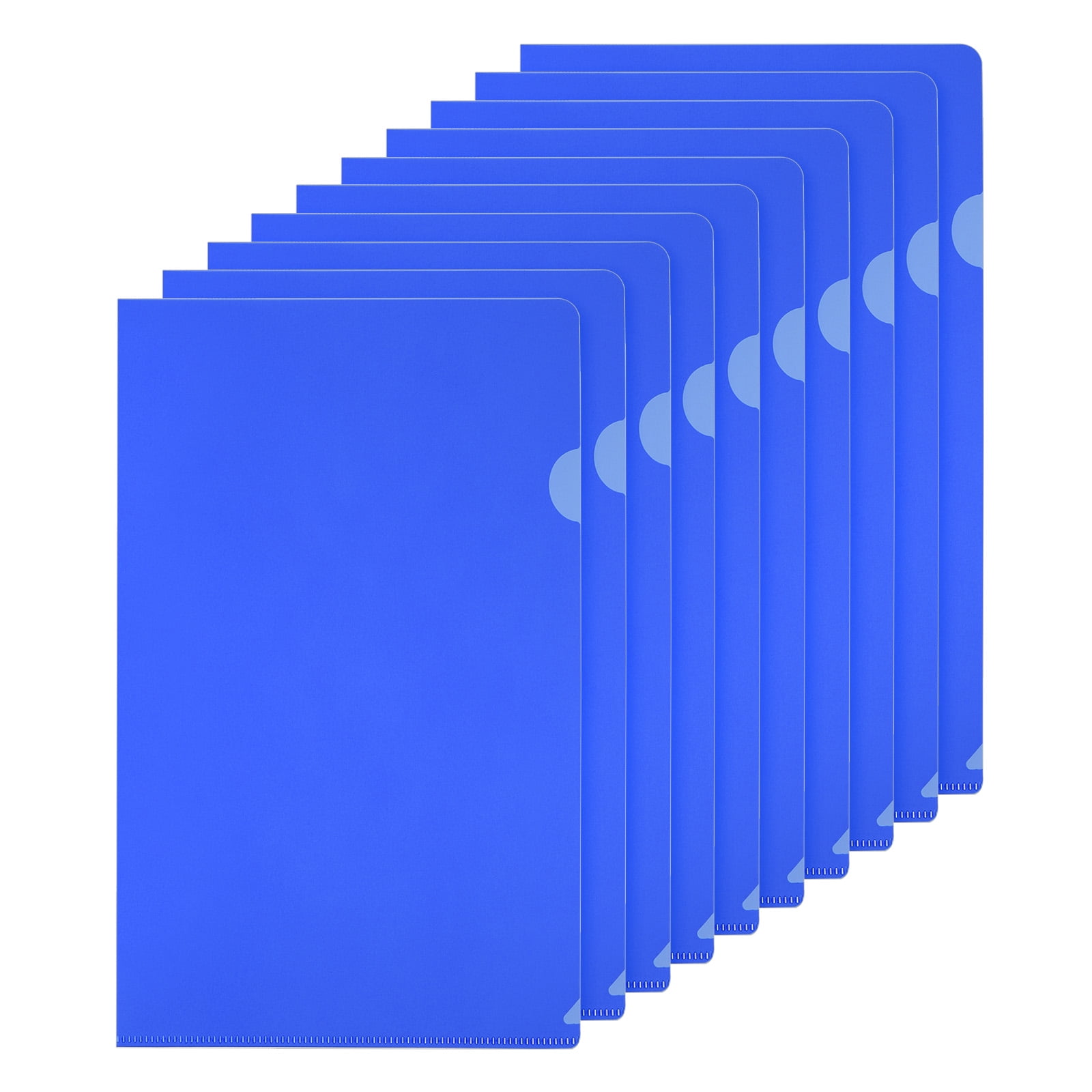 Uxcell L Type Folders 30 Pack A4 Plastic File Project Pockets Clear Paper Document Jacket Sleeves Dark Blue