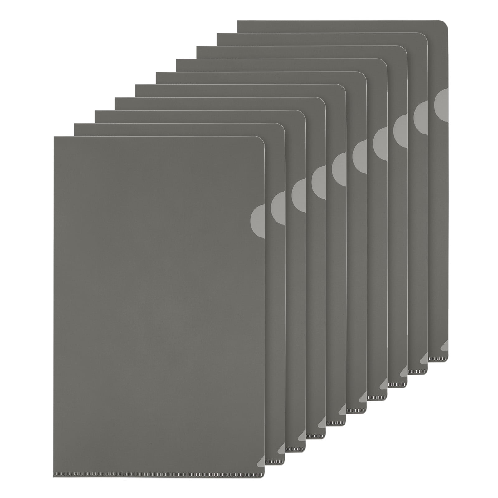 Uxcell L Type Folders 30 Pack A4 Plastic File Project Pockets Clear Paper Document Jacket Sleeves Gray