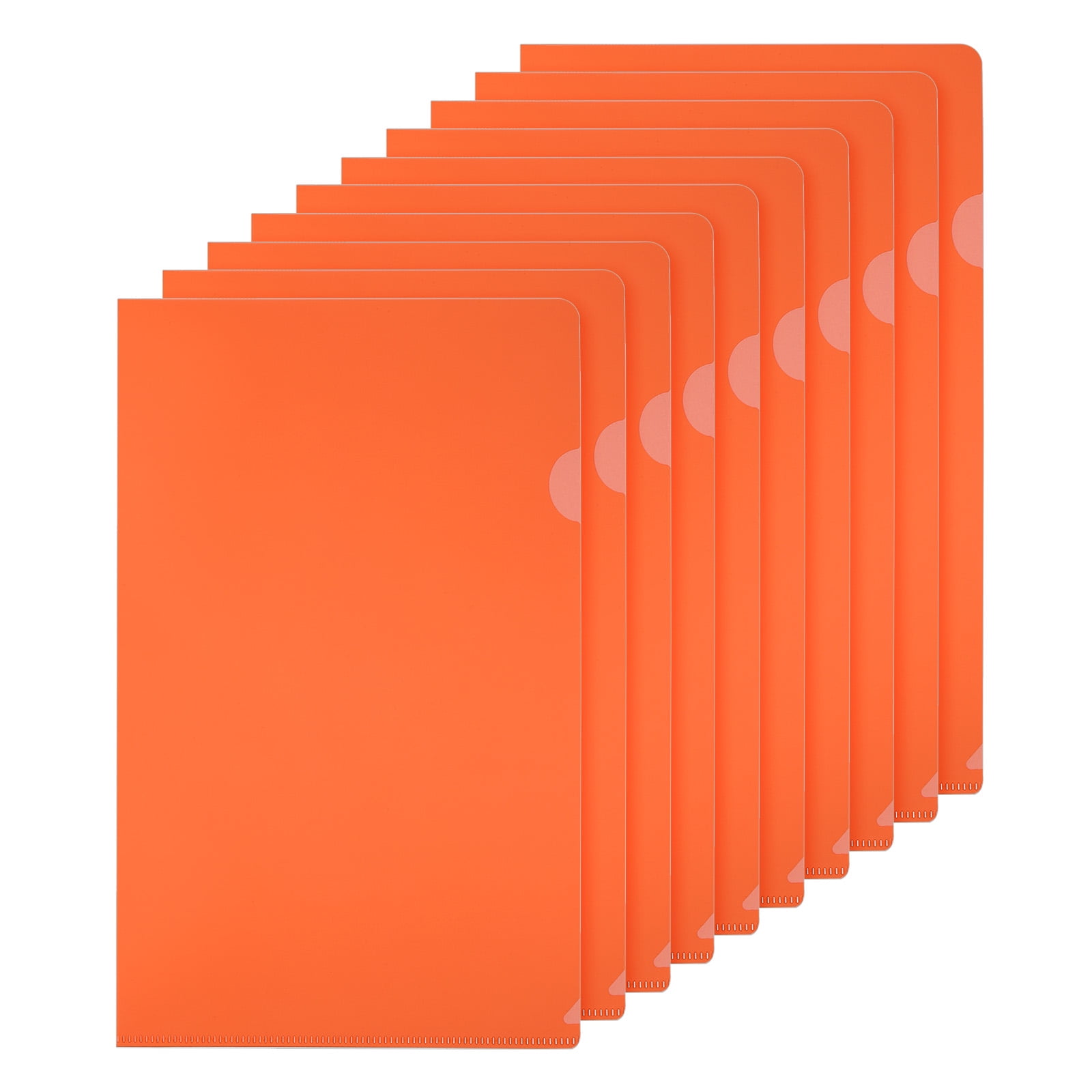 Uxcell L Type Folders 30 Pack A4 Plastic File Project Pockets Clear Paper Document Jacket Sleeves Orange