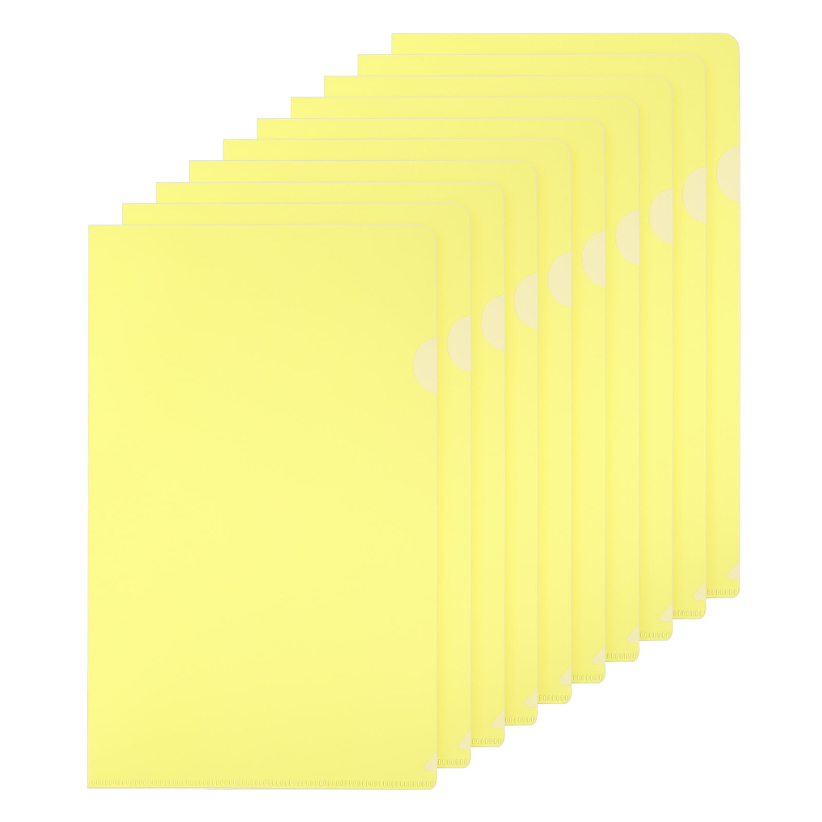Uxcell L Type Folders 30 Pack A4 Plastic File Project Pockets Clear Paper Document Jacket Sleeves Yellow