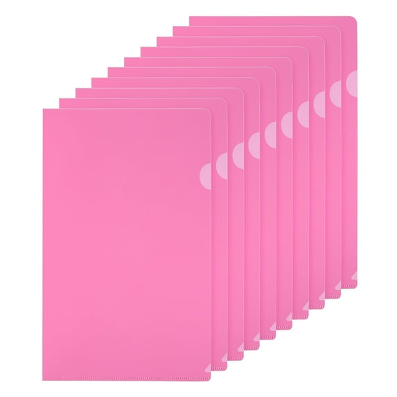 Uxcell L Type Folders 50 Pack A4 Plastic File Project Pockets Clear Paper Document Jacket Sleeves Pink