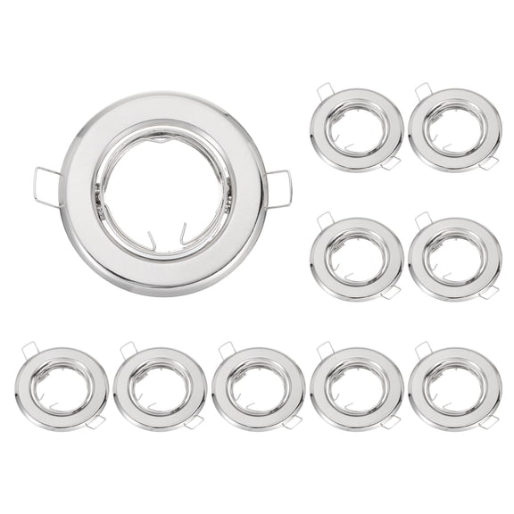 Uxcell LED Downlight Fixture Housing, 10pcs MR16 GU10 Bulbs Recessed Lights Holder, Silver Aluminum Alloy