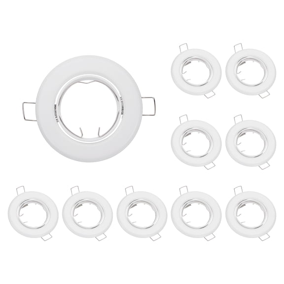 Uxcell LED Downlight Fixture Housing, 10pcs MR16 GU10 Bulbs Recessed Lights Holder, White Aluminum Alloy