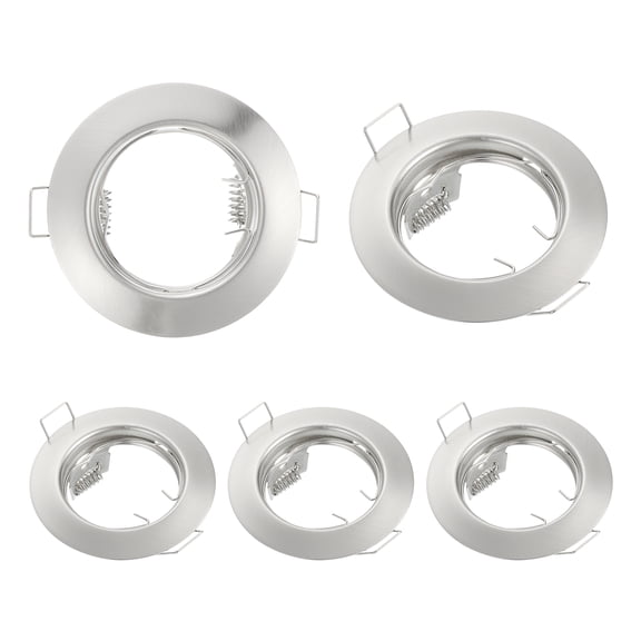 Uxcell LED Downlight Fixture Housing, 5pcs MR16 GU10 Bulbs Recessed Lights Holder Frame, Silver