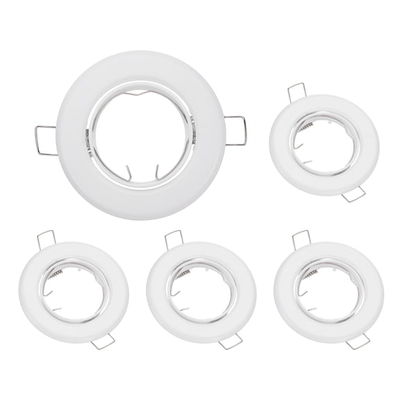 Uxcell LED Downlight Fixture Housing, 5pcs MR16 GU10 Bulbs Recessed Lights Holder, White Aluminum Alloy