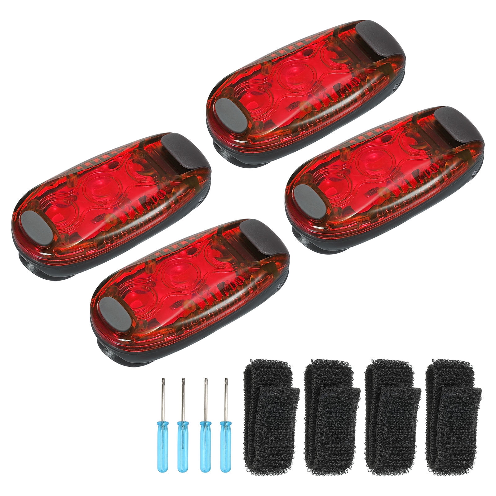 Uxcell LED Safety Light, 4 Pack Bicycle Tail Light Running Lights, Red