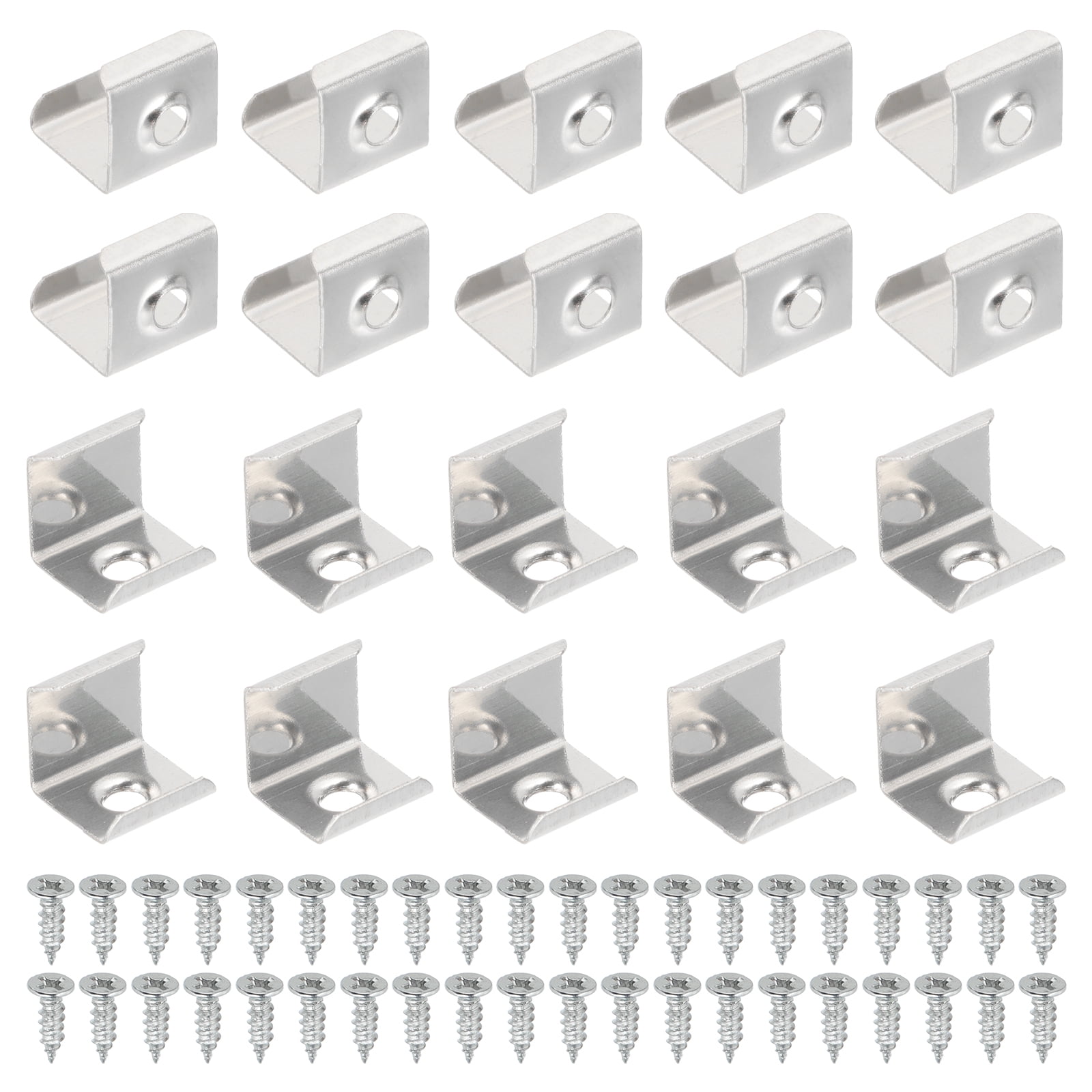 PATIKIL Lot De 60 Clips De Fixation Pour Bande LED En Acier Inoxydable Avec Vis Pour Câble D'éclairage LED De 14 Mm à 15 Mm