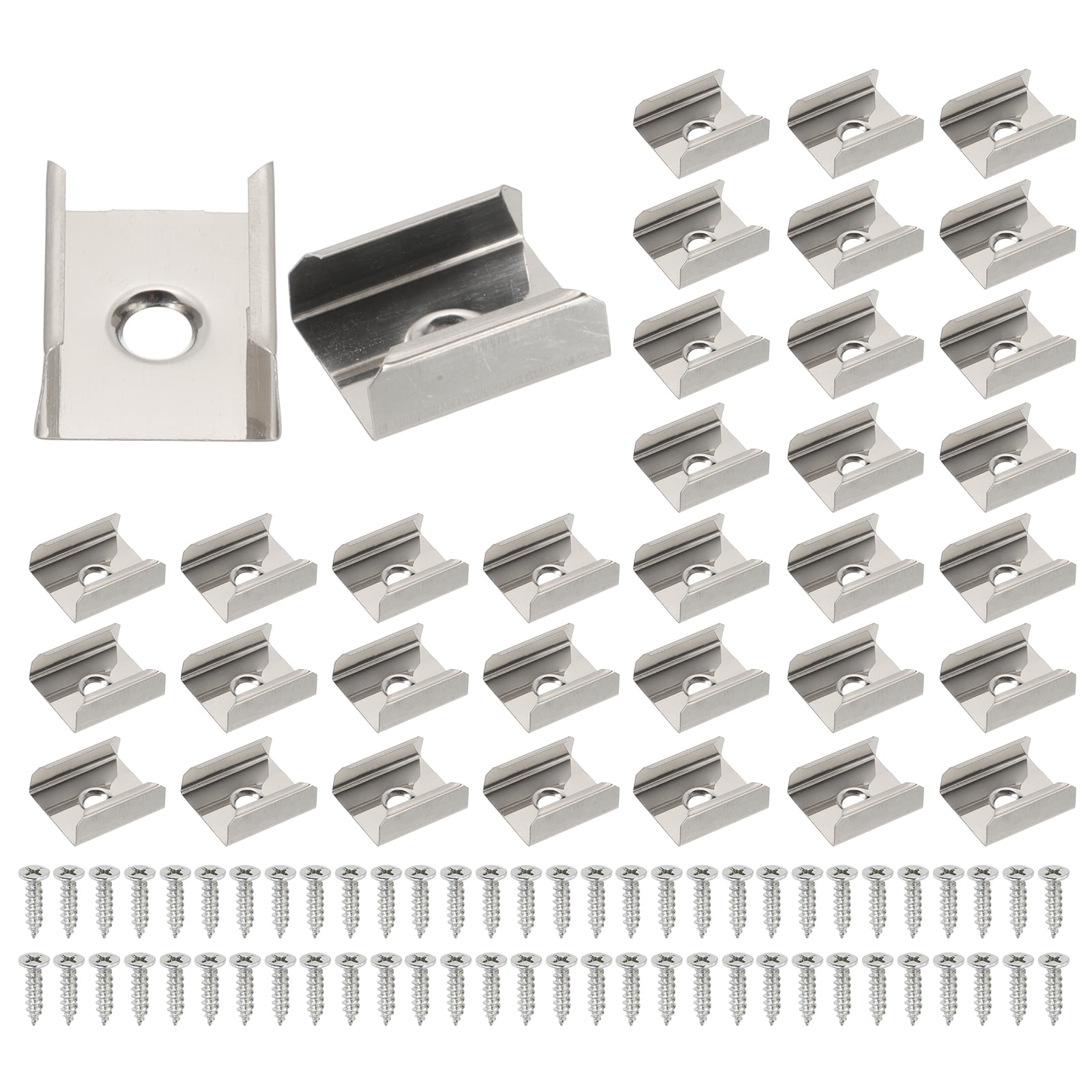 Uxcell LED Strip Clips, 50pcs Stainless Steel Mounting Brackets for ...