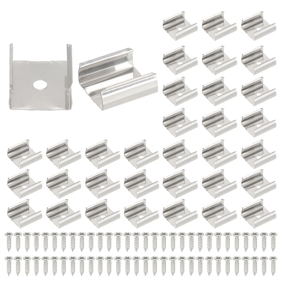 Uxcell LED Strip Clips, 50pcs Stainless Steel Mounting Brackets for 16mm to 17mm LED Strip