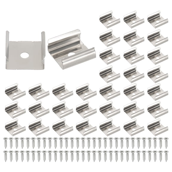 Uxcell LED Strip Clips, 50pcs Stainless Steel Mounting Brackets for 17mm LED Strip