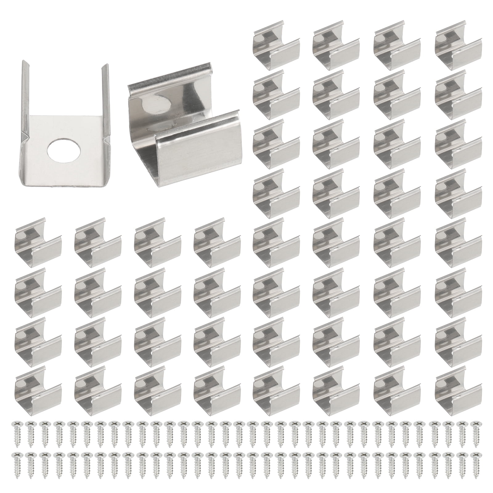 Uxcell LED Strip Clips, 70pcs Stainless Steel Mounting Brackets for ...
