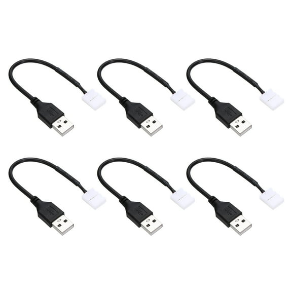 Uxcell LED Strip Connector Cable, 6Pcs USB to 2 Pin Quick Solderless Power Cord for 3528 8mm Width Strip Lighting