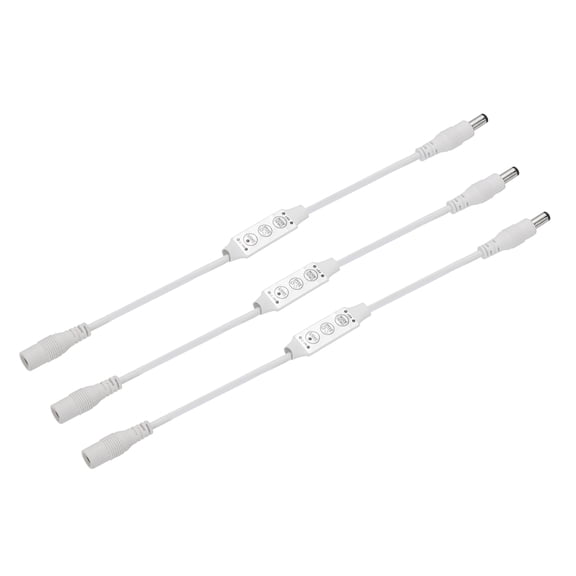 Uxcell LED Strip Dimmer, 12V to 24V 12A Brightness Adjustable Controller with DC Plugs, White 3pcs