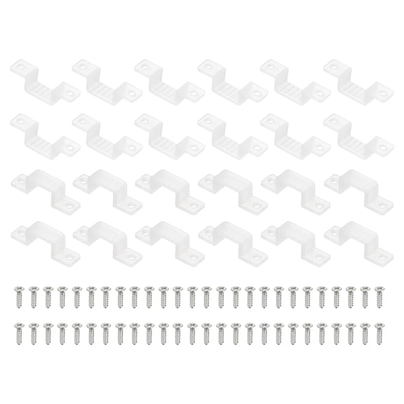 Uxcell LED Strip Light Clips, 100 Pack Mounting Bracket Hard Fixing Clips Clamp Holders with Screws for 11mm Wide 3528/5050 Neon RGB Light Cable Ribbon, Transparent