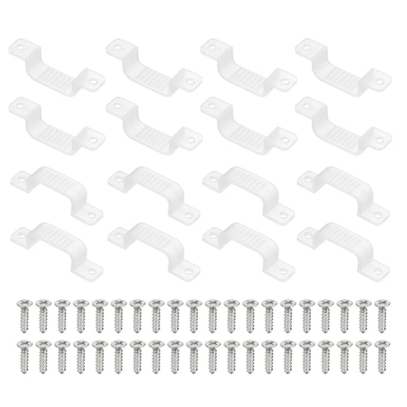 Uxcell LED Strip Light Clips, 50 Pack Mounting Bracket Hard Fixing Clips Clamp Holders with Screws for 19mm Wide 3528/5050 Neon RGB Light Cable Ribbon, Transparent