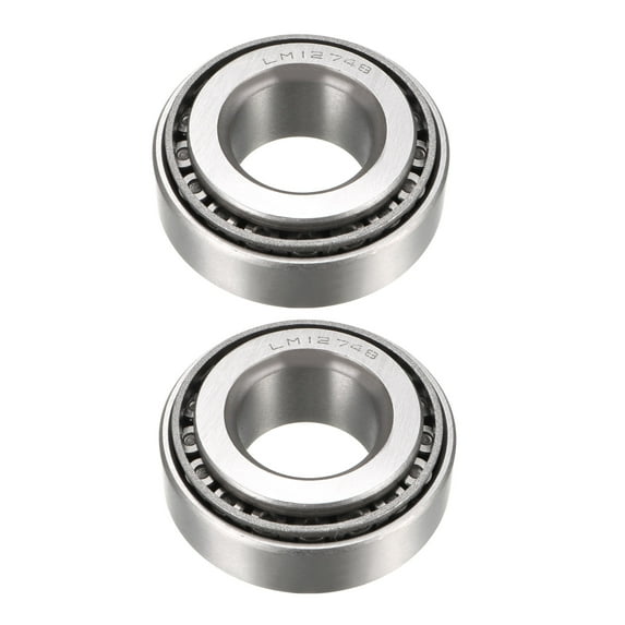Uxcell LM12748 Tapered Roller Bearings Inner Cone and Outer Race Cup Set Chrome Steel Silver Tone 2pcs