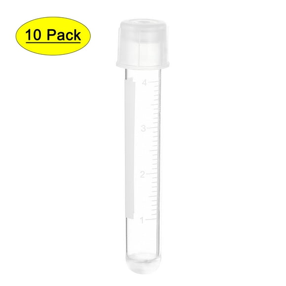 Uxcell Lab Tube PS Plastic Test Tubes with 2 Positions Cap Clear 10 Pack 5ml