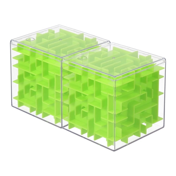 Uxcell Labyrinth Puzzle Box, 2 Pcs Puzzle Cube Funny Labyrinth Game Puzzle Box Mind Teasers Leisure Toys for Adults Birthday Gifts Party Favors, Green