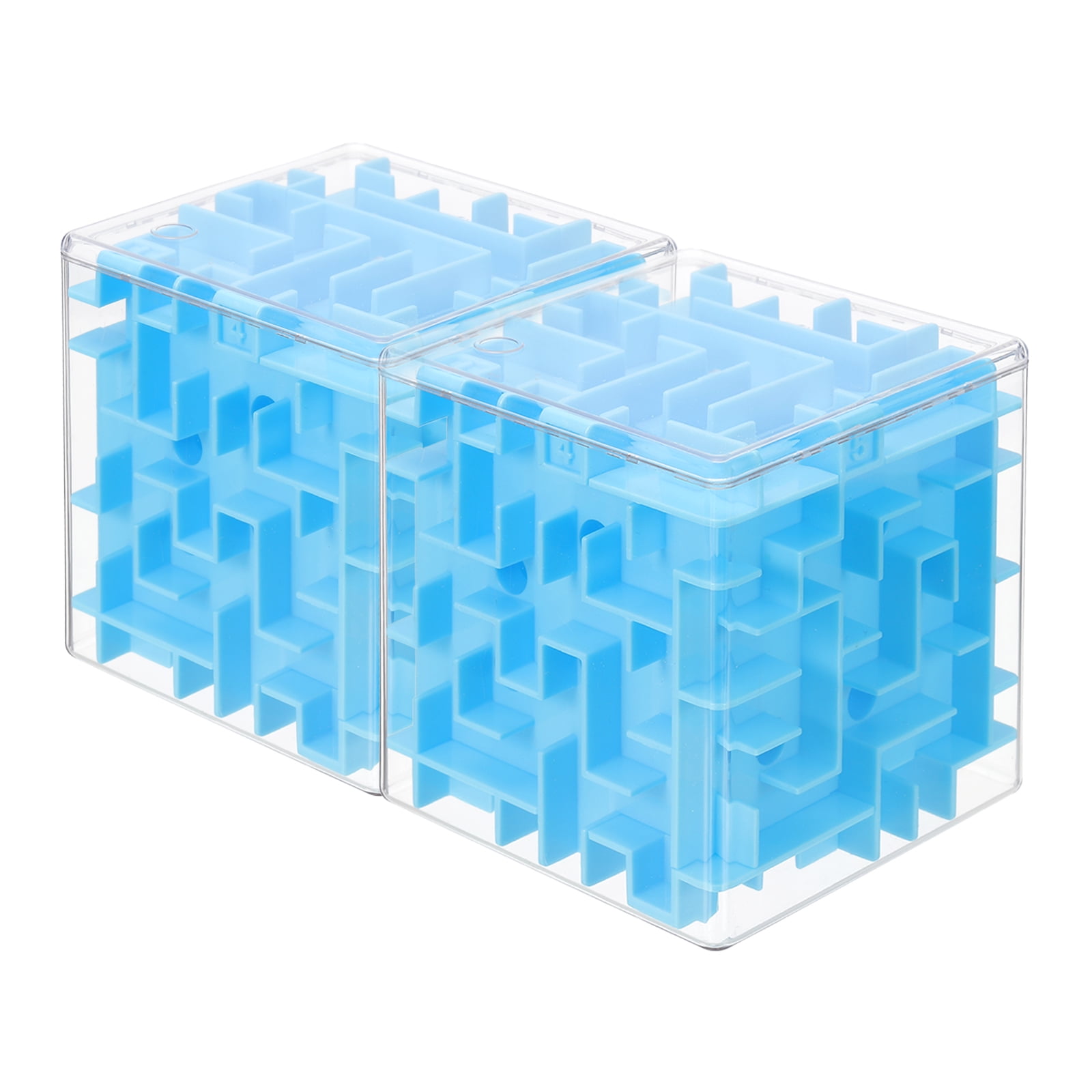 Uxcell Labyrinth Puzzle Box, 2 Pcs Puzzle Cube Funny Labyrinth Game Puzzle Box Mind Teasers Leisure Toys for Adults Birthday Gifts Party Favors, Blue