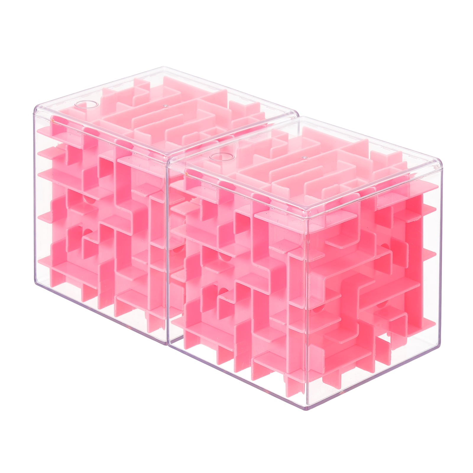 Uxcell Labyrinth Puzzle Box, 2 Pcs Puzzle Cube Funny Labyrinth Game Puzzle Box Mind Teasers Leisure Toys for Adults Birthday Gifts Party Favors, Pink