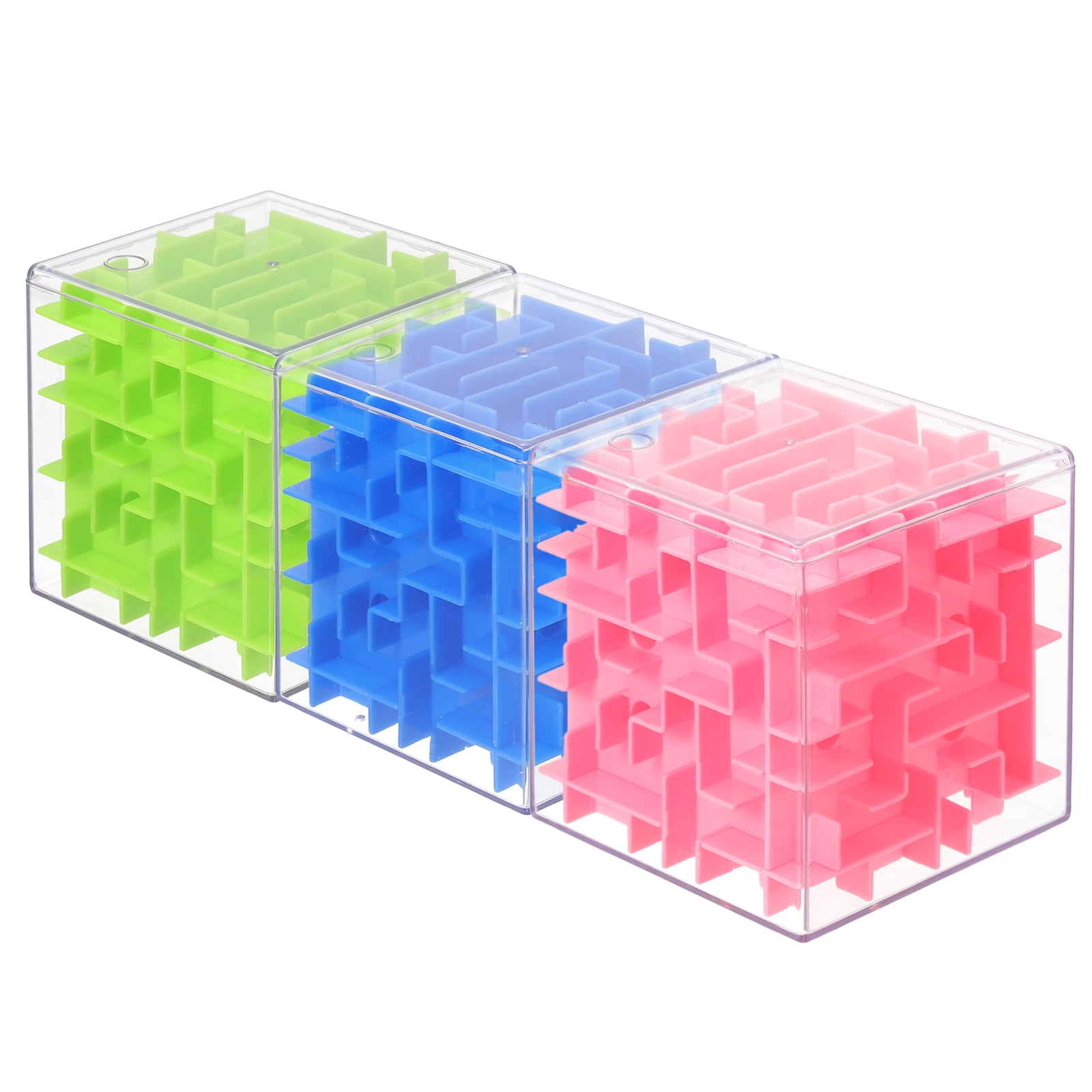 Uxcell Labyrinth Puzzle Box, 3 Pcs Puzzle Cube Funny Labyrinth Game Puzzle Box Mind Teasers Leisure Toys for Adults Birthday Gifts Party Favors, Blue/Green/Pink