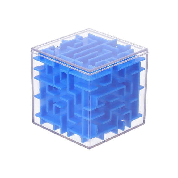 Uxcell Labyrinth Puzzle Box, Puzzle Cube Funny Labyrinth Game Puzzle Box Mind Teasers Leisure Toys, Great for Adults Birthday Gifts Party Favors (Blue, 2.36-Inch)