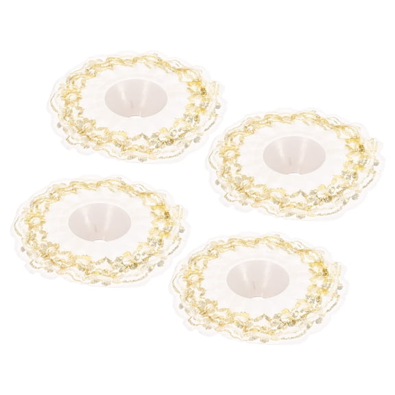 Uxcell Lace Bouquet Collar DIY Decoration Wedding Bridal Bouquet Holder Gold Tone 4 Pack