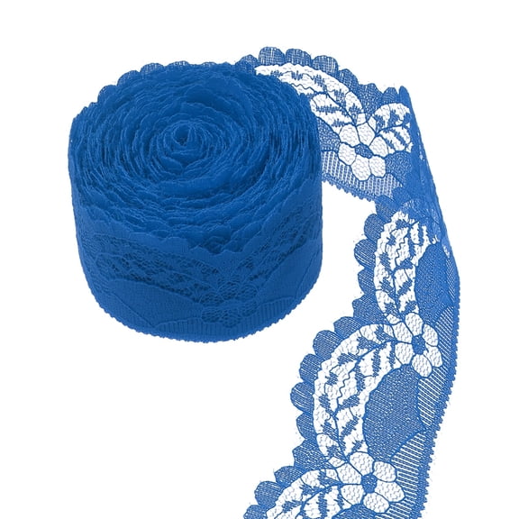 Uxcell Lace Ribbon 1-1/2 Inch Wide 10 Yard Dark Blue Floral Pattern Fabric Lace Trim Ribbon for Sewing, Wedding Decor, Hair Bow, Dress, Flower Ribbons, Gift Wrapping, Craft