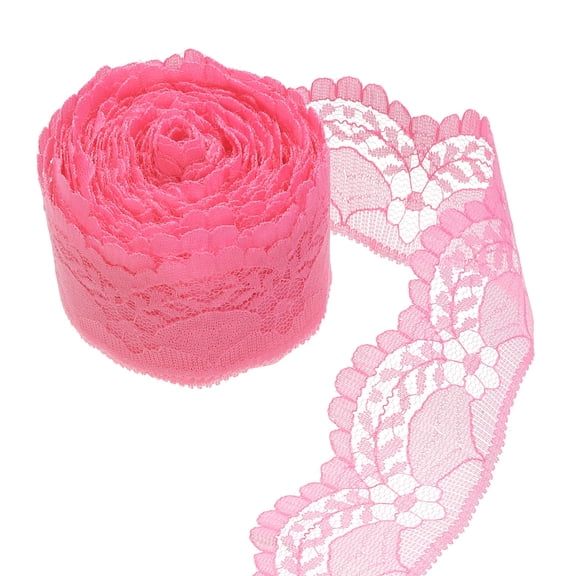 Uxcell Lace Ribbon 1-1/2 Inch Wide 10 Yard Rose Red Floral Pattern Fabric Lace Trim Ribbon for Sewing, Wedding Decor, Hair Bow, Dress, Flower Ribbons, Gift Wrapping, Craft