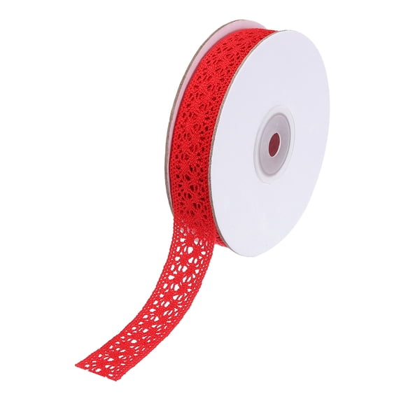 Uxcell Lace Ribbon 10 Yards 0.8 Inch Lace Flower Trim for Craft Gift Package Headbands Red