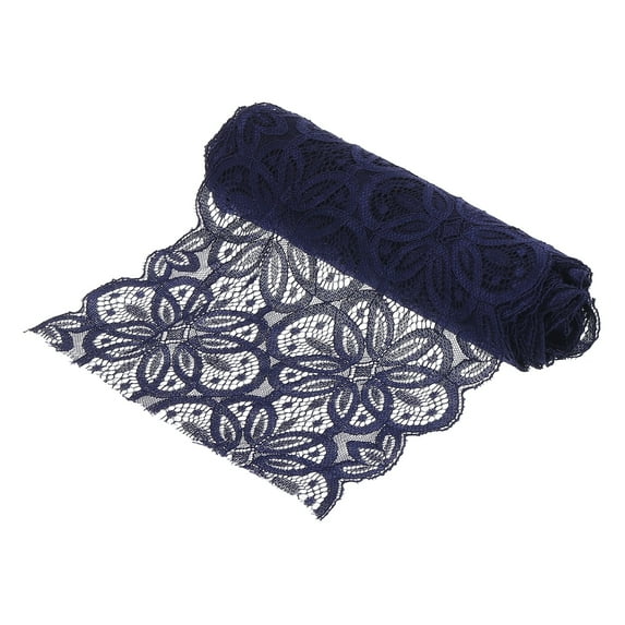 Uxcell Lace Ribbon 5 Yards 7 Inch Lace Flower Trim for Craft Headbands Wedding Dark Blue