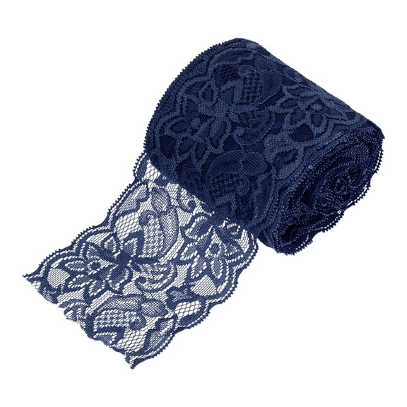 Uxcell Lace Ribbon Floral Pattern Lace Trim Ribbon for Sewing Making DIY Crafts Gift Wrapping Bouquets Light Navy