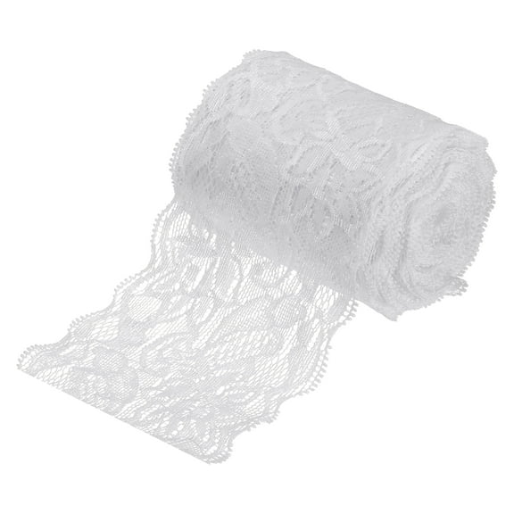 Uxcell Lace Ribbon Floral Pattern Lace Trim Ribbon for Sewing Making DIY Crafts Gift Wrapping Bouquets Bright White