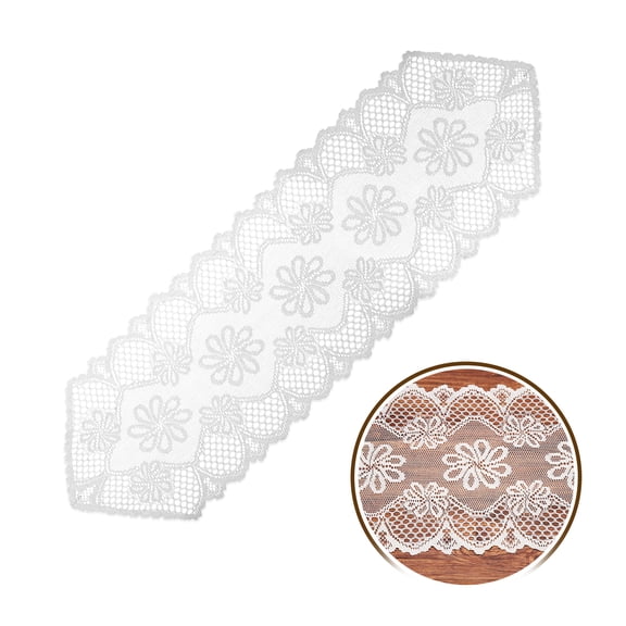 Uxcell Lace Table Runner, 47 x 14 Inch Crochet Table Runner Dresser Scarf for Wedding Party Furniture Decorations, White-WX-525