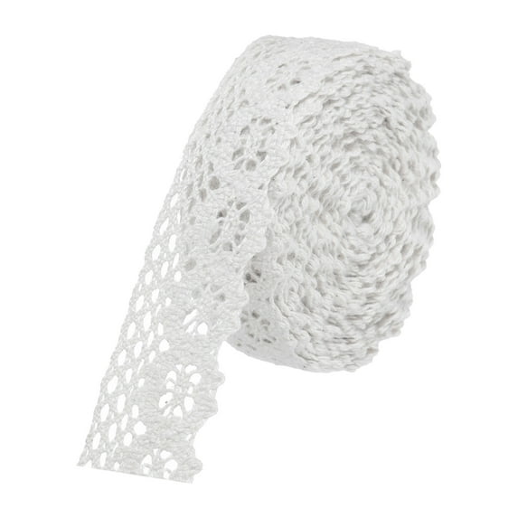 Uxcell Lace Trim Ribbon 10 Yards 1 Inch Cotton Elastic Trim for Craft,Gift Wrappers,Headbands,White Style 11
