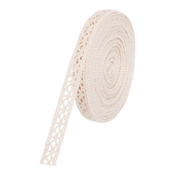Uxcell Lace Trim Ribbon 30 Yards 0.39 Inch Cotton Elastic Trim for Craft,Gift Wrappers,Headbands,Beige Style 14