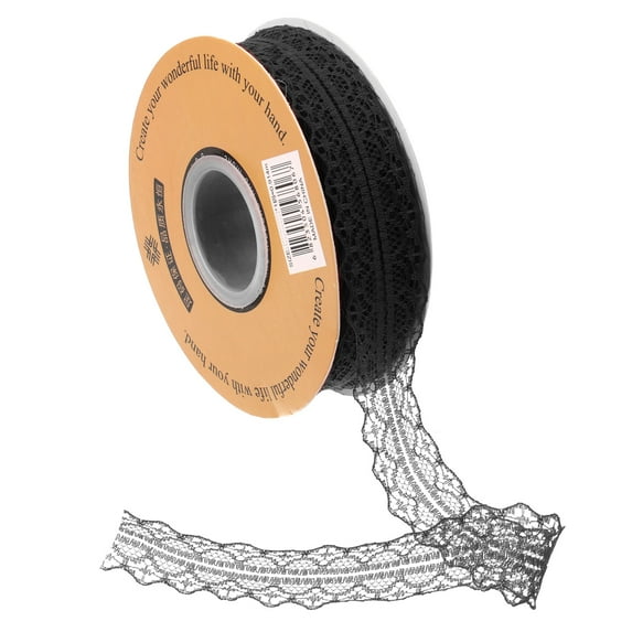 Uxcell Lace Trim Ribbon Polyester Wedding Lace Ribbon Lace Gift Wrap Ribbon for Dress Decorations Black 50Yard
