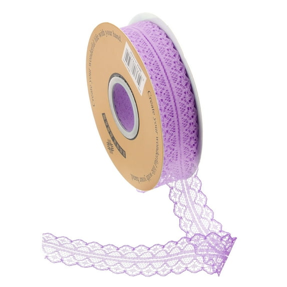 Uxcell Lace Trim Ribbon Polyester Wedding Lace Ribbon Lace Gift Wrap Ribbon for Dress Decorations Light Purple 50Yard