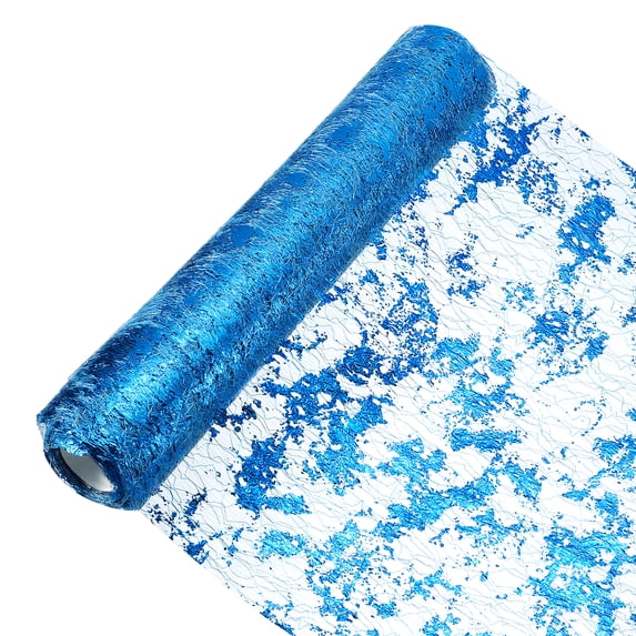 Uxcell Lake Blue Table Runner 11" x 360", Metallic Foil Thin Mesh