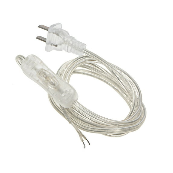 Uxcell Lamp Cord Inline Button Switch AC 250V 10A with 6ft Power Cord Type A Plug Clear 1pcs