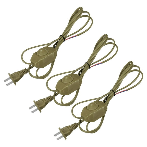 Uxcell Lamp Cord with Dimmer Switch 1.8M Replacement Lamp Repair Part, Brown Pack of 3